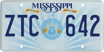 MS license plate ZTC642