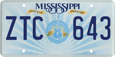MS license plate ZTC643