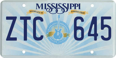 MS license plate ZTC645