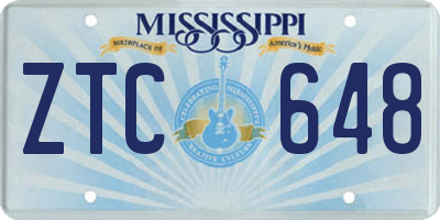 MS license plate ZTC648