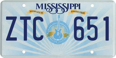 MS license plate ZTC651