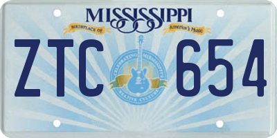 MS license plate ZTC654