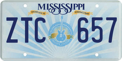 MS license plate ZTC657