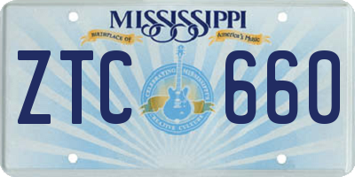 MS license plate ZTC660