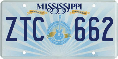 MS license plate ZTC662