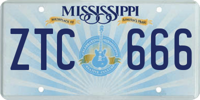 MS license plate ZTC666