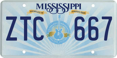 MS license plate ZTC667