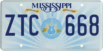 MS license plate ZTC668