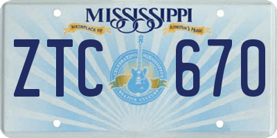 MS license plate ZTC670