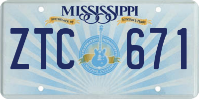 MS license plate ZTC671