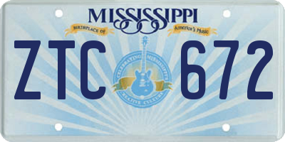 MS license plate ZTC672