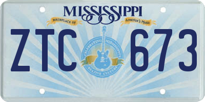 MS license plate ZTC673