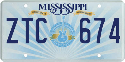 MS license plate ZTC674