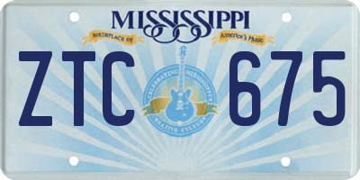 MS license plate ZTC675