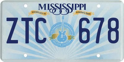 MS license plate ZTC678