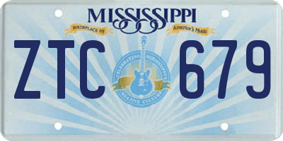 MS license plate ZTC679