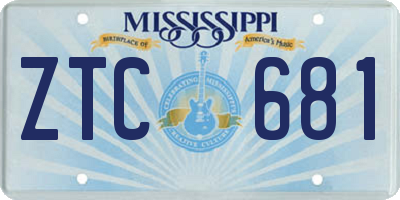 MS license plate ZTC681