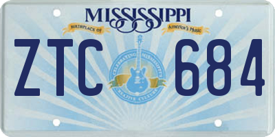 MS license plate ZTC684