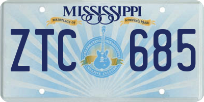 MS license plate ZTC685