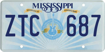 MS license plate ZTC687