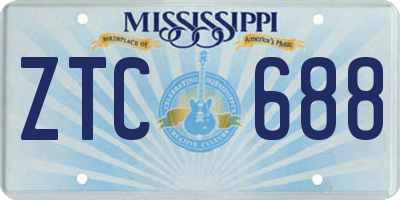 MS license plate ZTC688
