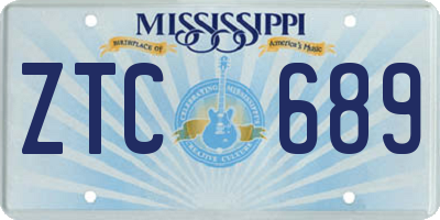MS license plate ZTC689
