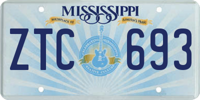 MS license plate ZTC693