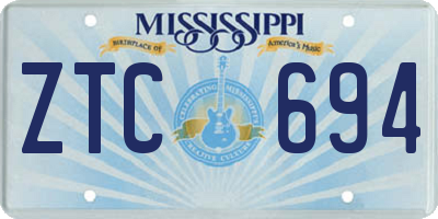 MS license plate ZTC694