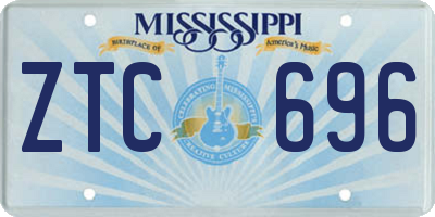 MS license plate ZTC696