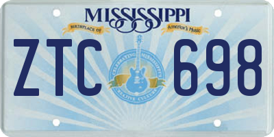 MS license plate ZTC698
