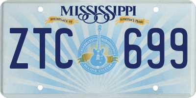 MS license plate ZTC699