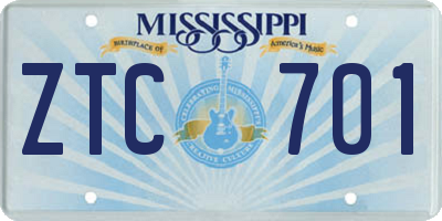 MS license plate ZTC701