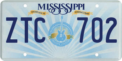 MS license plate ZTC702