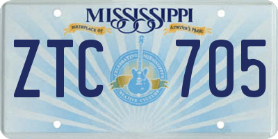 MS license plate ZTC705