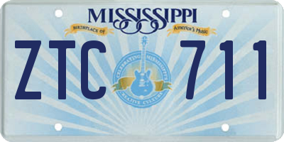 MS license plate ZTC711