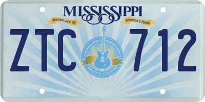 MS license plate ZTC712