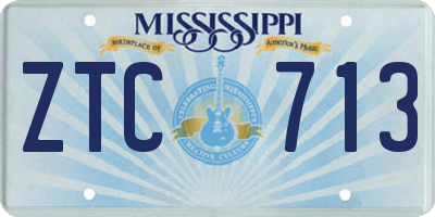 MS license plate ZTC713