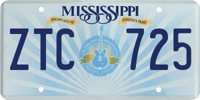 MS license plate ZTC725