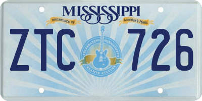MS license plate ZTC726