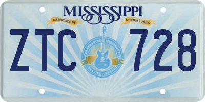 MS license plate ZTC728