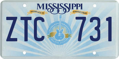 MS license plate ZTC731