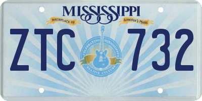 MS license plate ZTC732