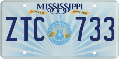 MS license plate ZTC733