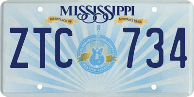 MS license plate ZTC734