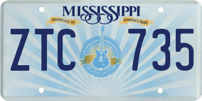 MS license plate ZTC735