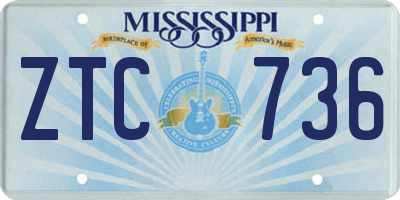 MS license plate ZTC736
