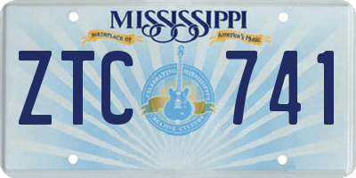 MS license plate ZTC741