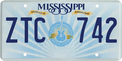 MS license plate ZTC742