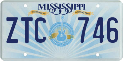 MS license plate ZTC746