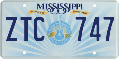 MS license plate ZTC747